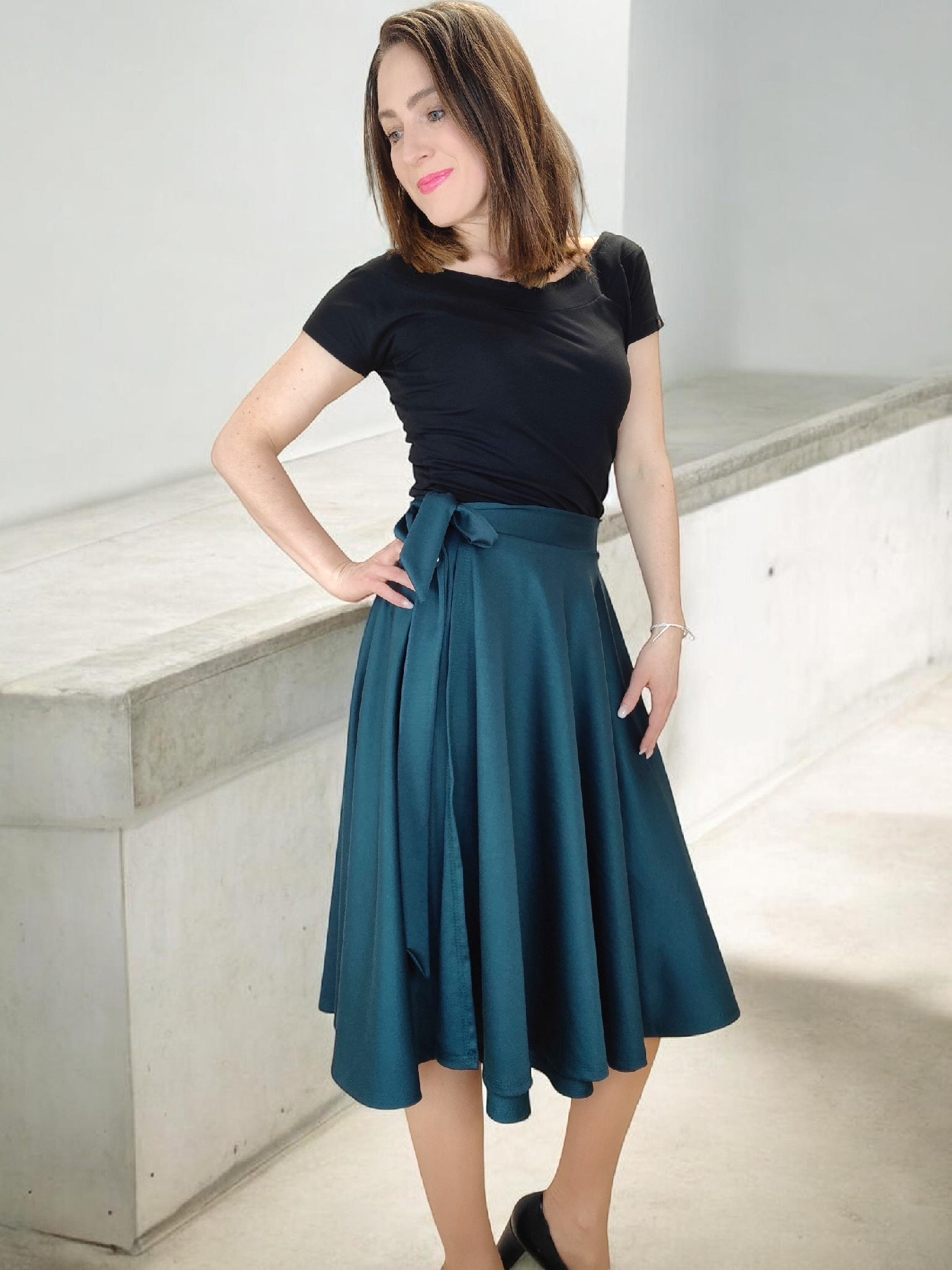 midi sukně GRETA petrolejová outfit